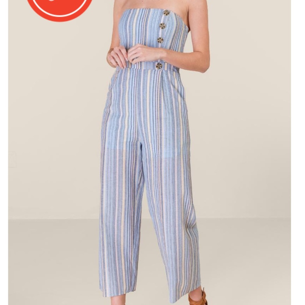 Zoe Strapless Button-front  Jumpsuit